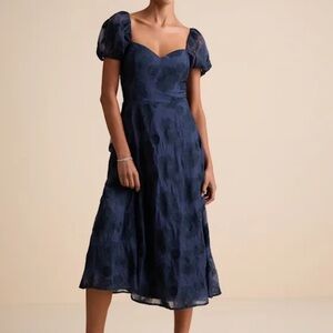 Elegant Blue Floral Dress